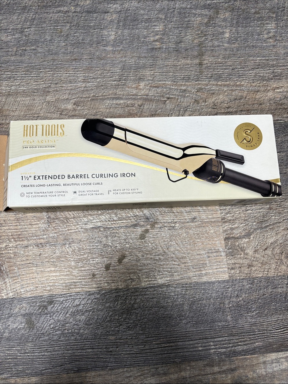 Hot Tools 1.5" Extended Barrel Curling Iron - Gold/Black